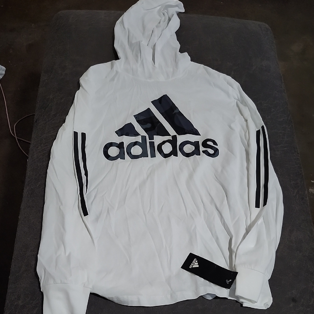 Adidas White Hoodie with Black Accents